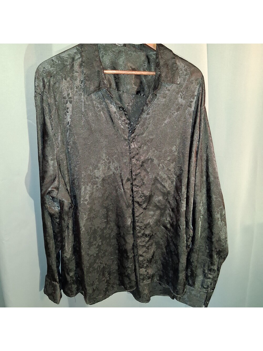 Coofandy  Black Jacquard Dress Shirt XXXL